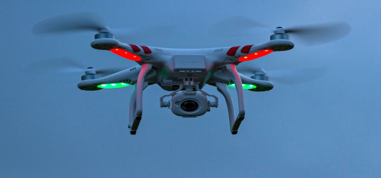 DJ1 Phantom Quadcopter Drone in flight - September 2014 Photo by: Paul Mayall/picture-alliance/dpa/AP Images