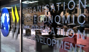 OECD Conference Centre Entrance, New 50th Logo/Banner