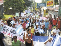 Protesta en Ometepe