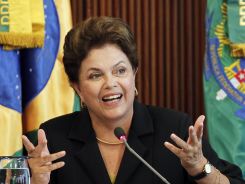 Brazilian President Dilma Rousseff speaks during a forum on citizen's rights in Planalto Palace in Brasilia