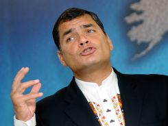 Ecuador President Gives Speech in London