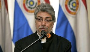 Paraguayan President Lugo speaks during a news conference at the presidential palace in Asuncion