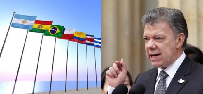 banderas latinoamericanas + Juan manuel Santos