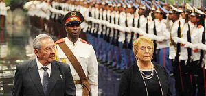 raúl castro + michelle bachelet + cuba + chile