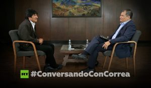 conversando con correa evo morales