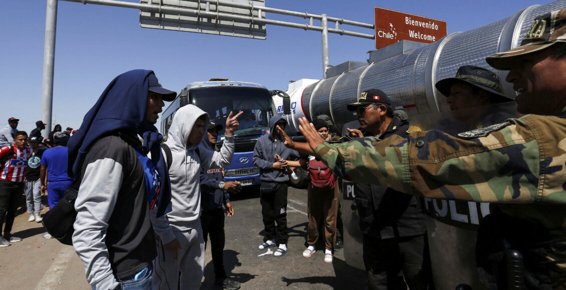 Undocumented migrants stuck at the Chilean and Peruvian border, in Arica